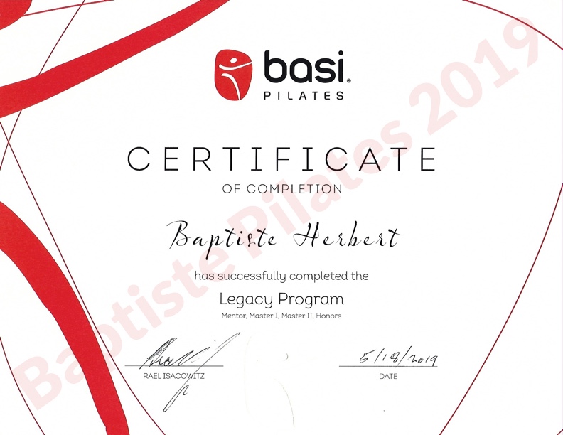 Basi Legacy Program Certificate - Baptiste Herbert